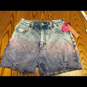 New Size 12 Justice Distress Blue Denim And Pink Dye